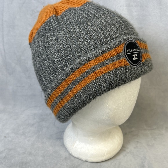Billabong Knit Beanie Skate Surf Biker Punk Gotcha Rusty OP 90s Y2K Gray Orange - Picture 7 of 10
